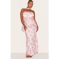 Plus Pink Floral Scarf Detail Ruched Maxi Dress | PrettyLittleThing US