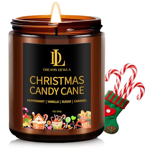 Christmas Candy Cane Scented Candle, Natural Soy Candles for Home Scented, 7oz Holiday Candle with 50hr Burn Time, Aromatherapy Candles Christmas Holiday Gifts for Women Men | Amazon (US)