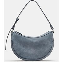 Zara - Leather Shoulder Bag - Blue - One Size Only - Woman | Zara US