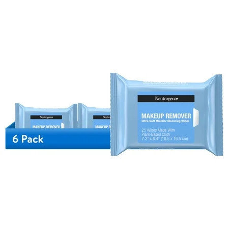 (6 pack) Neutrogena Makeup Remover Wipes & Face Cleansing Towelettes, 25 Count Face Wipes | Walmart (US)