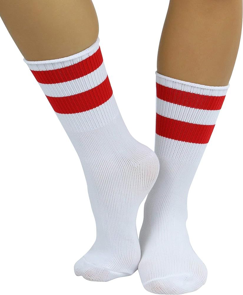 ToBeInStyle Women's Acrylic Ankle Hi With Double Stripe Top Crew Fun Athletic Socks | Amazon (US)