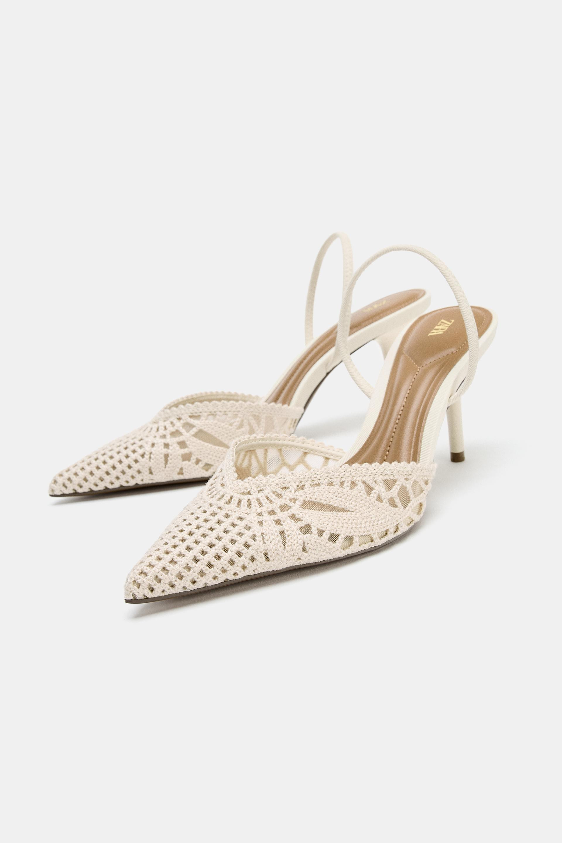 Zara - Perforated Heeled Sandals - Women - Off White - Women | Zara US