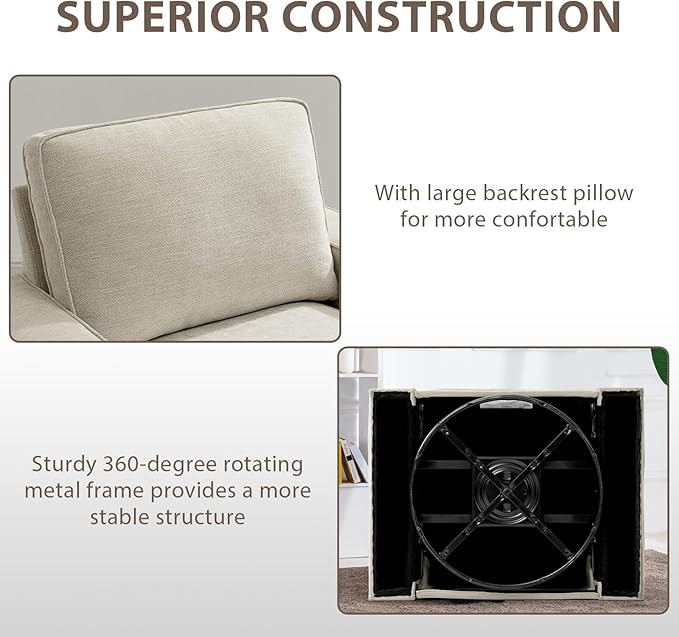 TEKAMON Swivel Accent Chair, Oversized Swivel Single Sofa Chair, Modern Chenille Fabric Barrel Ar... | Amazon (US)