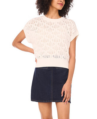 Vince Camuto Women's Pointelle Crew Neck Tank Sweater Top - Macy's | Macy's