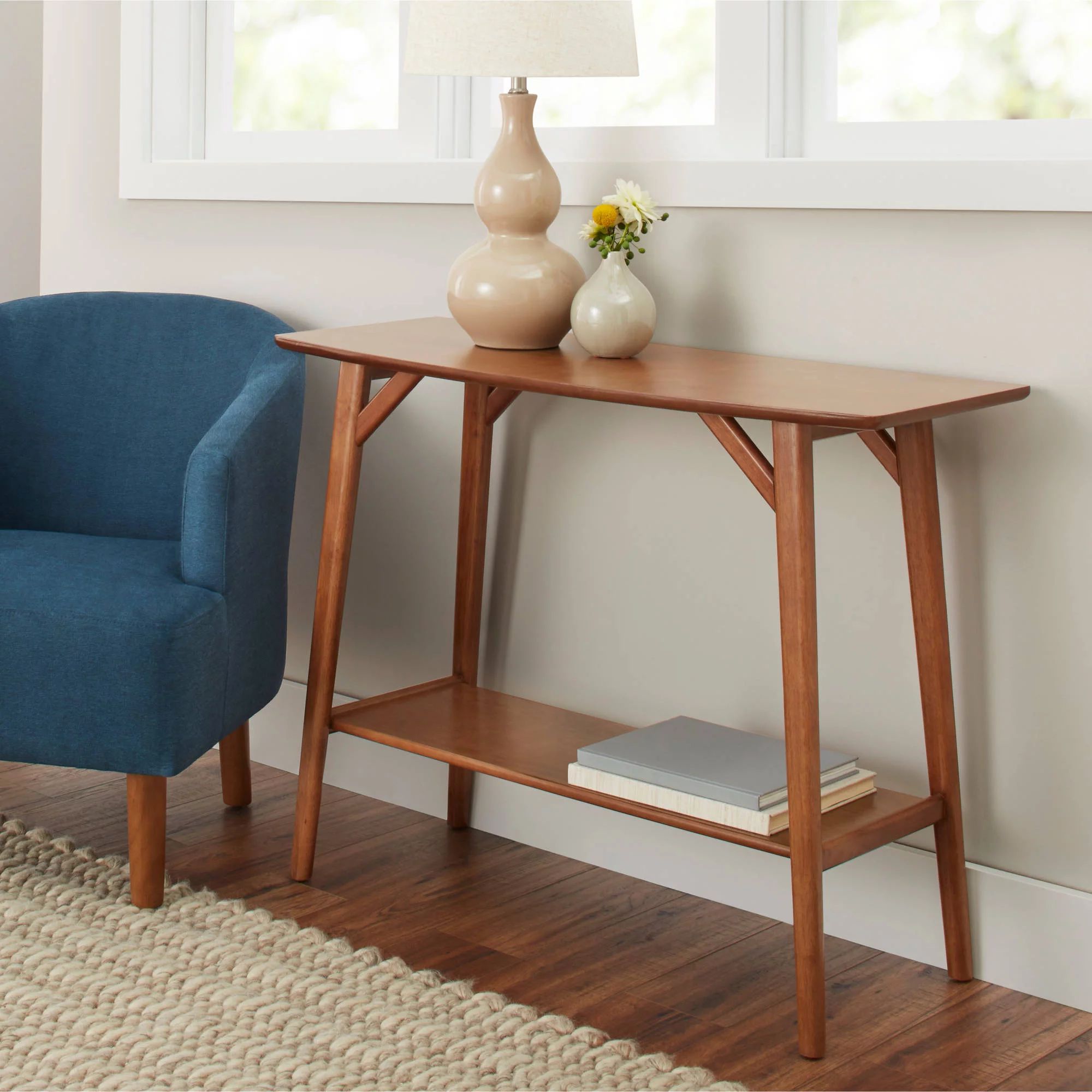 Better Homes & Gardens Reed Mid-Century Modern Console Table, Pecan | Walmart (US)