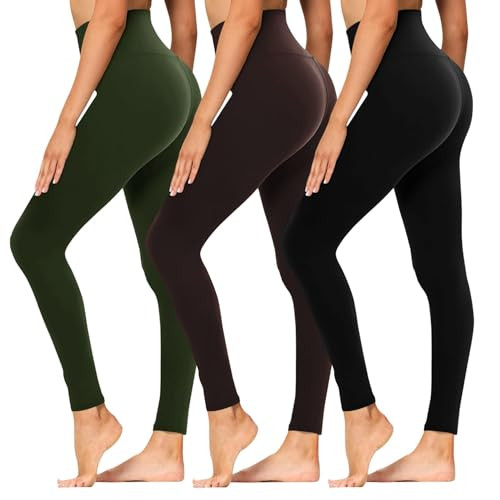 High Waisted Leggings for Women - Soft Athletic Tummy Control Pants for Running Cycling Yoga Workout - Reg & Plus Size | Amazon (US)