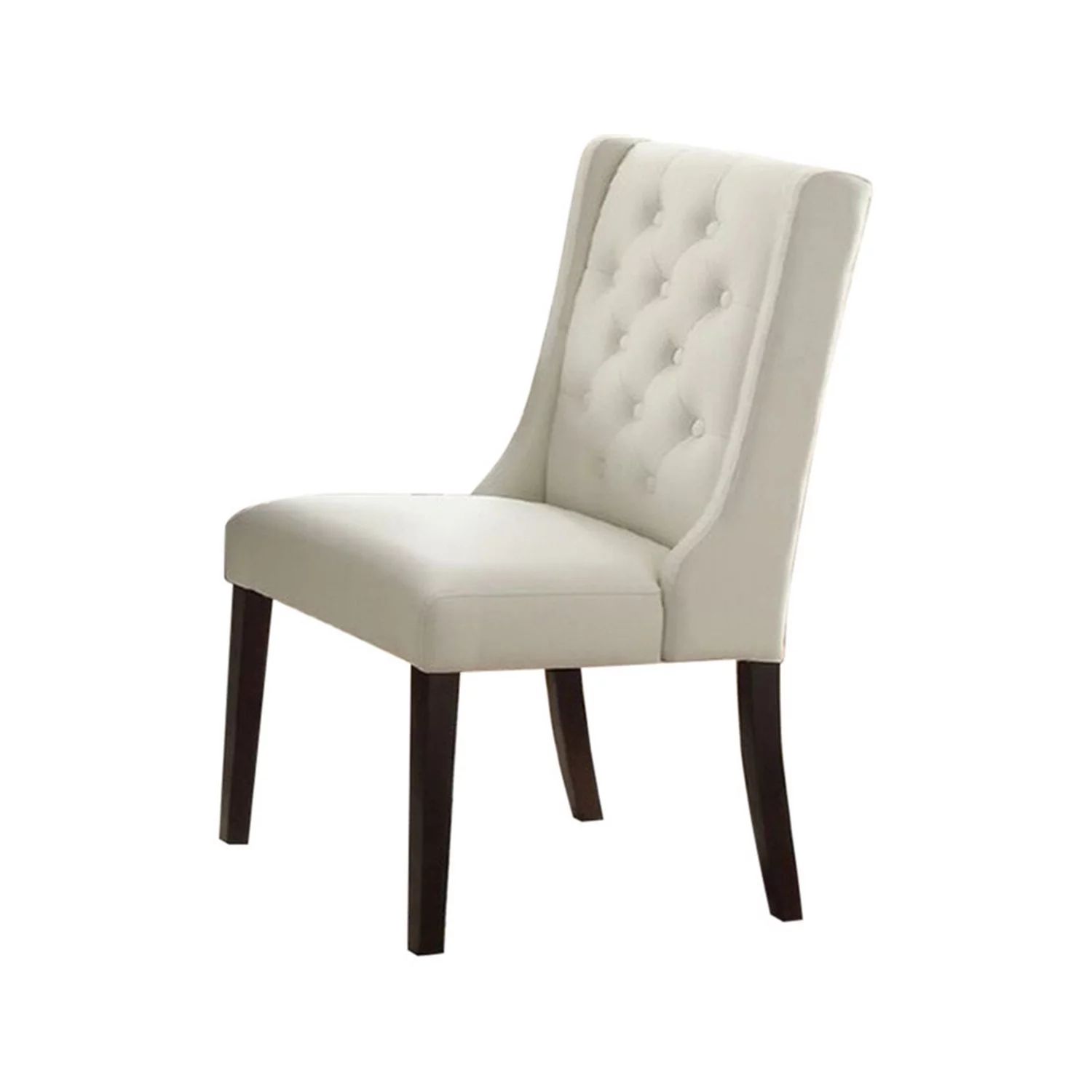 Benzara Upholstered Button Tufted Leatherette Dining Chair, Set Of 2,White | Walmart (US)