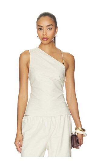 ALL THE WAYS Simone Asymmetrical Top in Neutral. - size S | Revolve Clothing (Global)