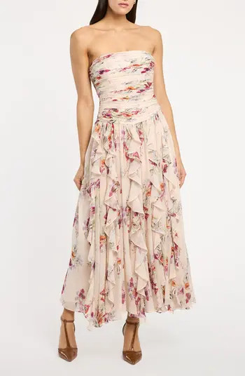 Gayla Iris Print Strapless Maxi Dress | Nordstrom