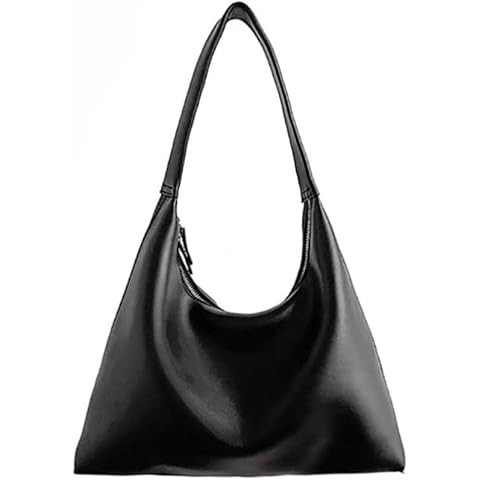 Leather Hobo Bags for Women Small Soft Shoulder Purse Slouchy Tote Handbag with Double Zipper Des... | Amazon (US)