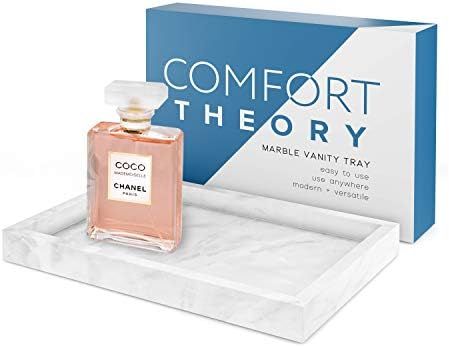 Comfort Theory Italian White Marble Vanity Tray | Jewelry & Perfume Organizer | Made from Real St... | Amazon (US)