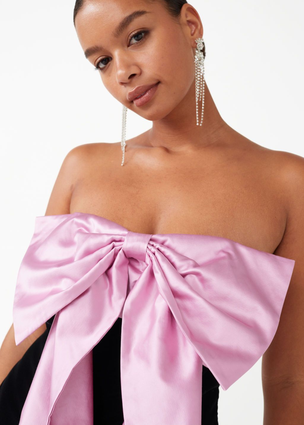 Big Bow Velvet Bustier Dress - Black and Pink - Mini dresses - & Other Stories US | & Other Stories US