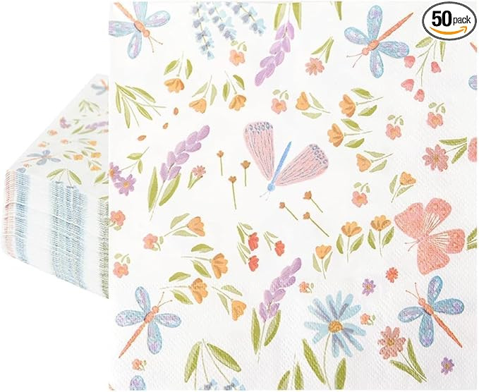 Cheerland Butterfly Napkins Garden Birthday Decorations Pastel Bridal Shower Table Decor Spring E... | Amazon (US)