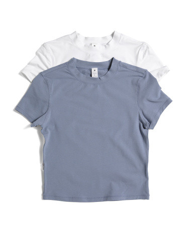 2pk Airlite Melissa Mock Neck Crop Short Sleeve Tees | TJ Maxx