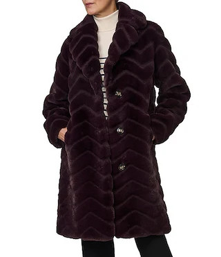Bernardo Faux Fur Notch Collar Oversize Fit Single Breasted Coat | Dillard's | Dillard's