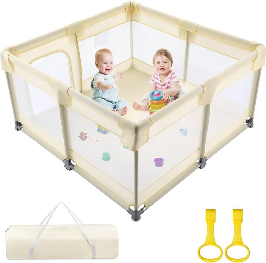 ZESHWER Baby Playpen with Gate, Play Pens for Babies and Toddlers, Play Yard for Baby, 47x47inch ... | Amazon (US)