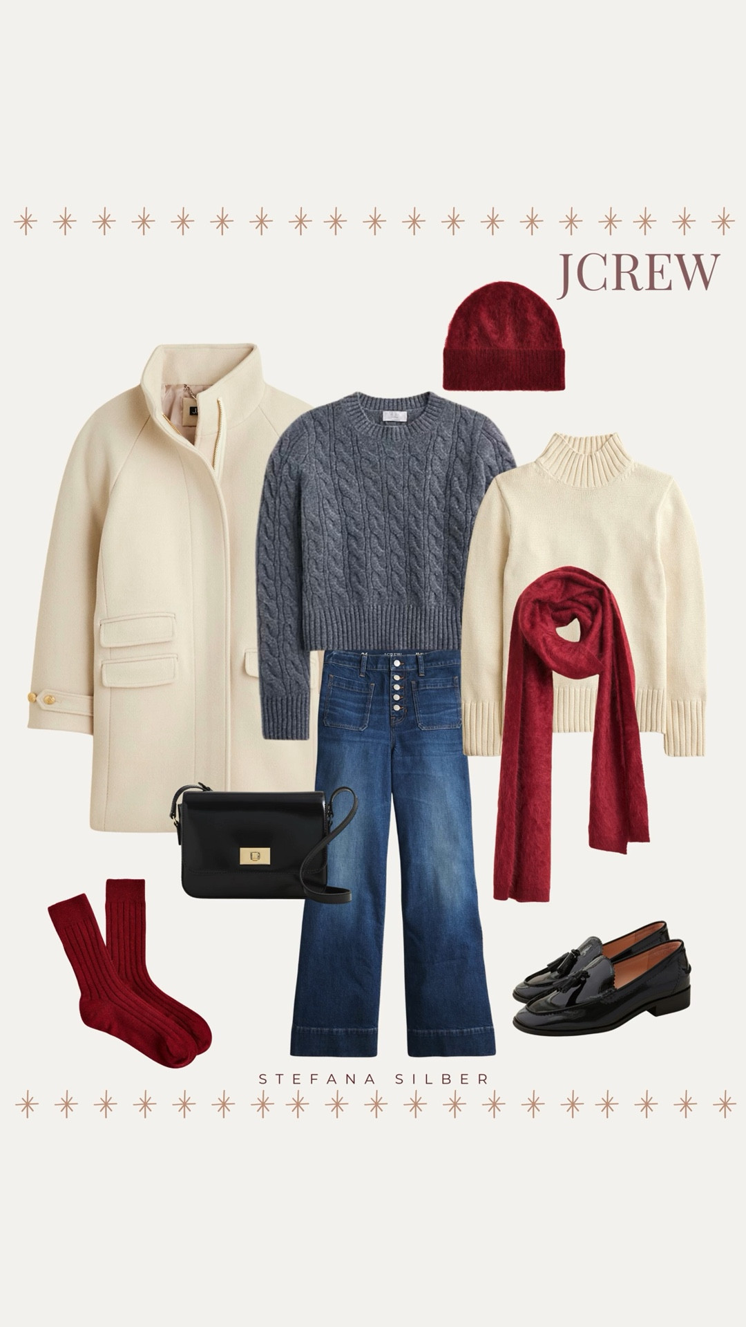 Up to 50 % off JCrew winter favorites to bring your wardrobe up to date. Black Friday sales happening now! 

Winter outfit ideas, cashmere, burgundy, deep red, jeans, black loafers, leather bag, matching hat and scarf 

#LTKSaleAlert #LTKOver40 #LTKCyberWeek