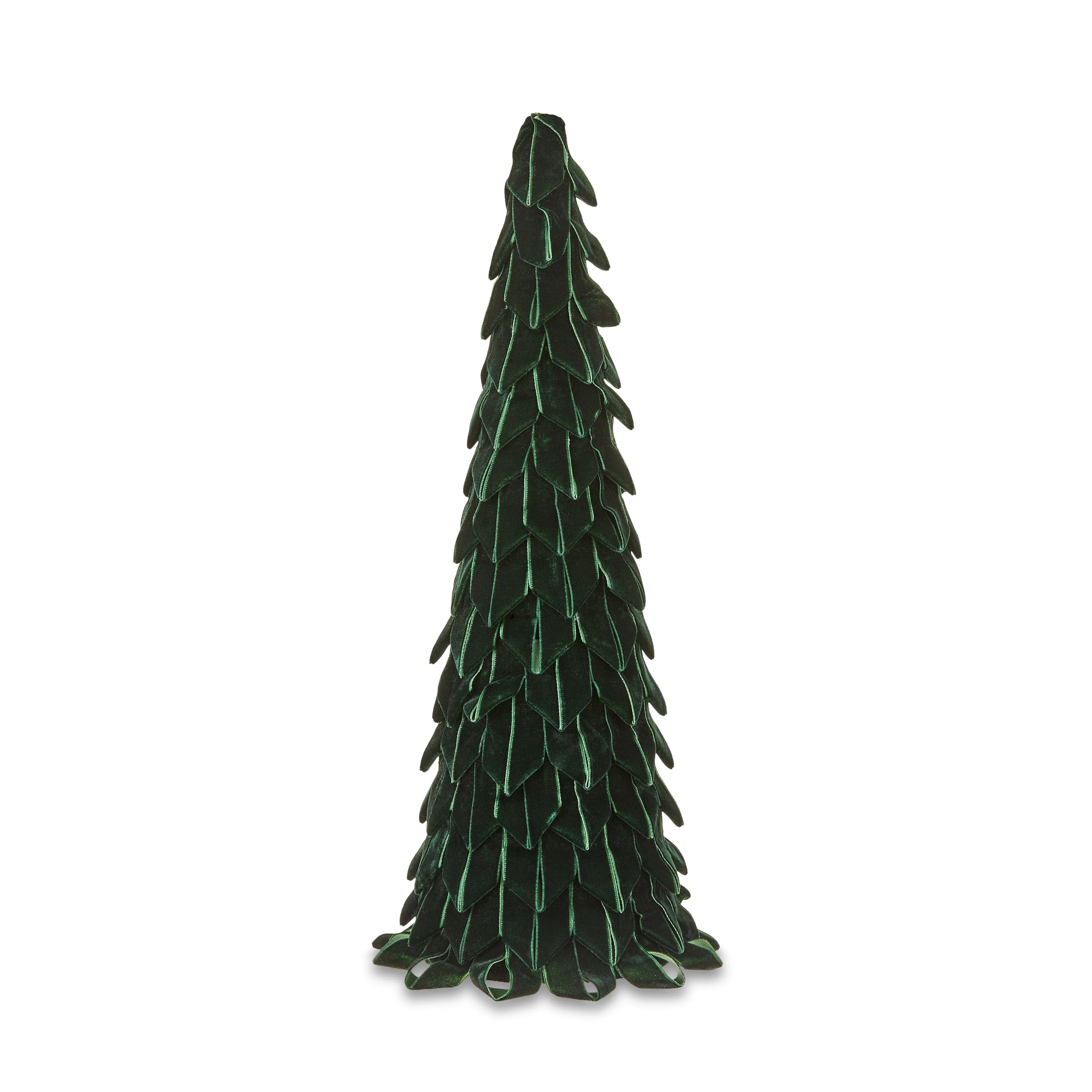 Green Velvet Ribbon Cone Tree Tabletop Decor, 15.2 in, by Holiday Time | Walmart (US)