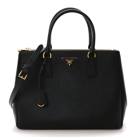 Saffiano Lux Large Galleria Double Zip Tote Black | FASHIONPHILE (US)