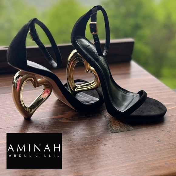 Aminah Jabul Jillil for INC Black Stiletto Gold Heart Heel 5 Valentine’s Day | Poshmark
