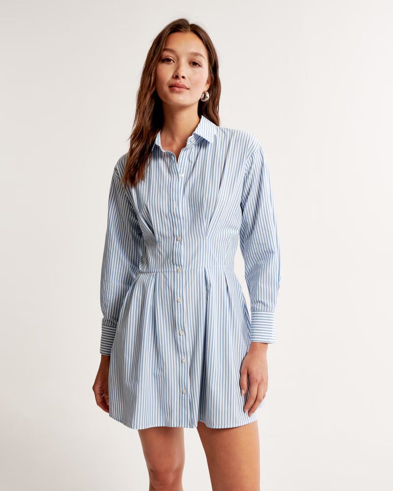 Long-Sleeve Poplin Shirt Dress | Abercrombie & Fitch (US)