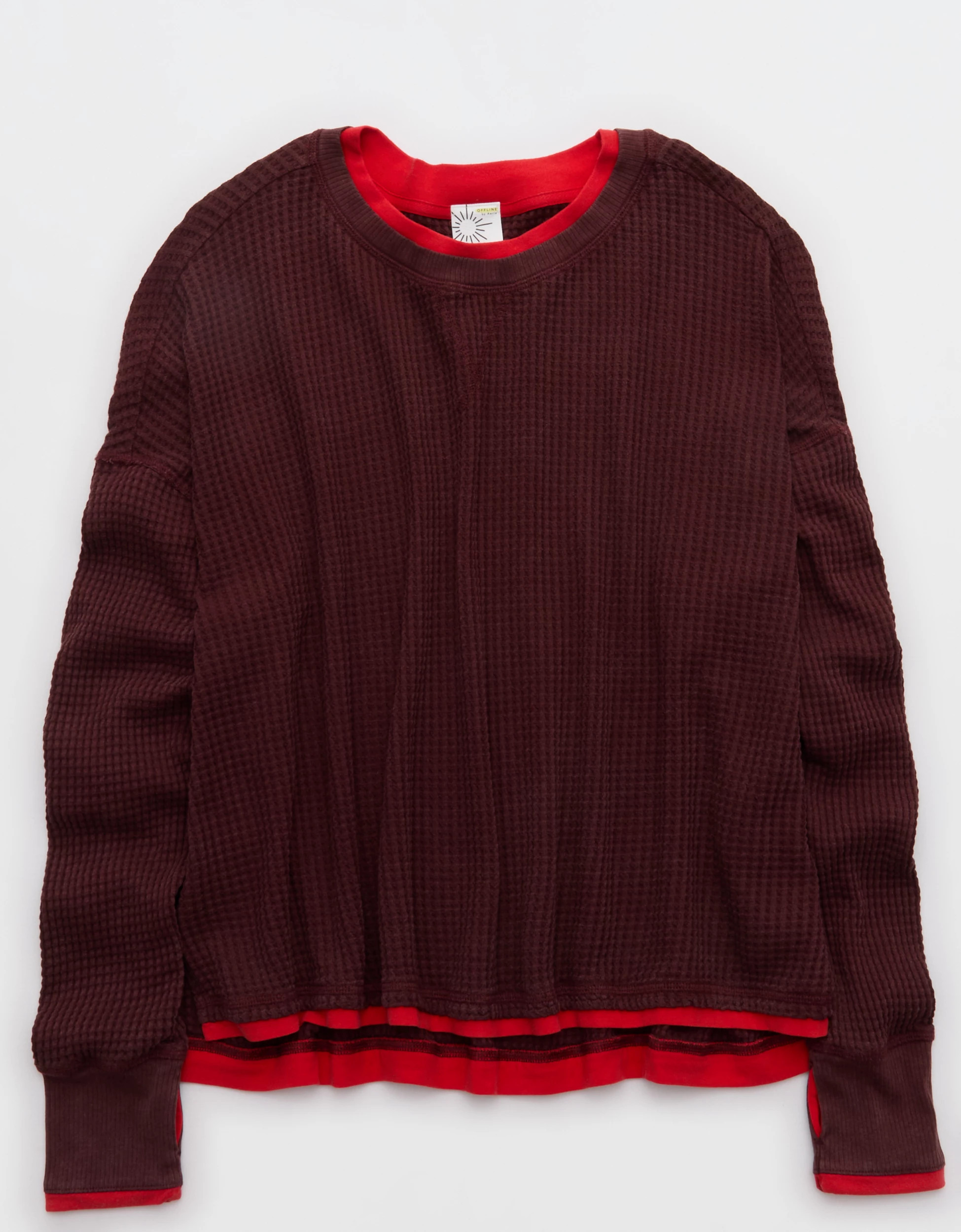 OFFLINE By Aerie Wow! Waffle Layered Long Sleeve T-Shirt | Aerie