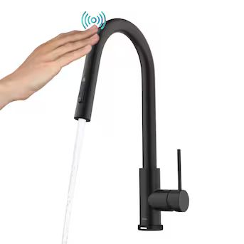 Kraus Oletto Matte Black Single Handle Pull-down Touch Kitchen Faucet | Lowe's