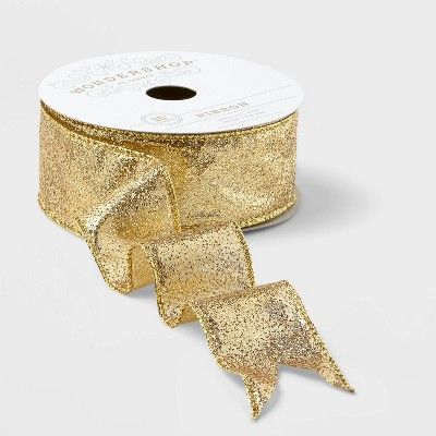 1.5" Fabric Ribbon Gold Metallic 15ft - Wondershop™ | Target