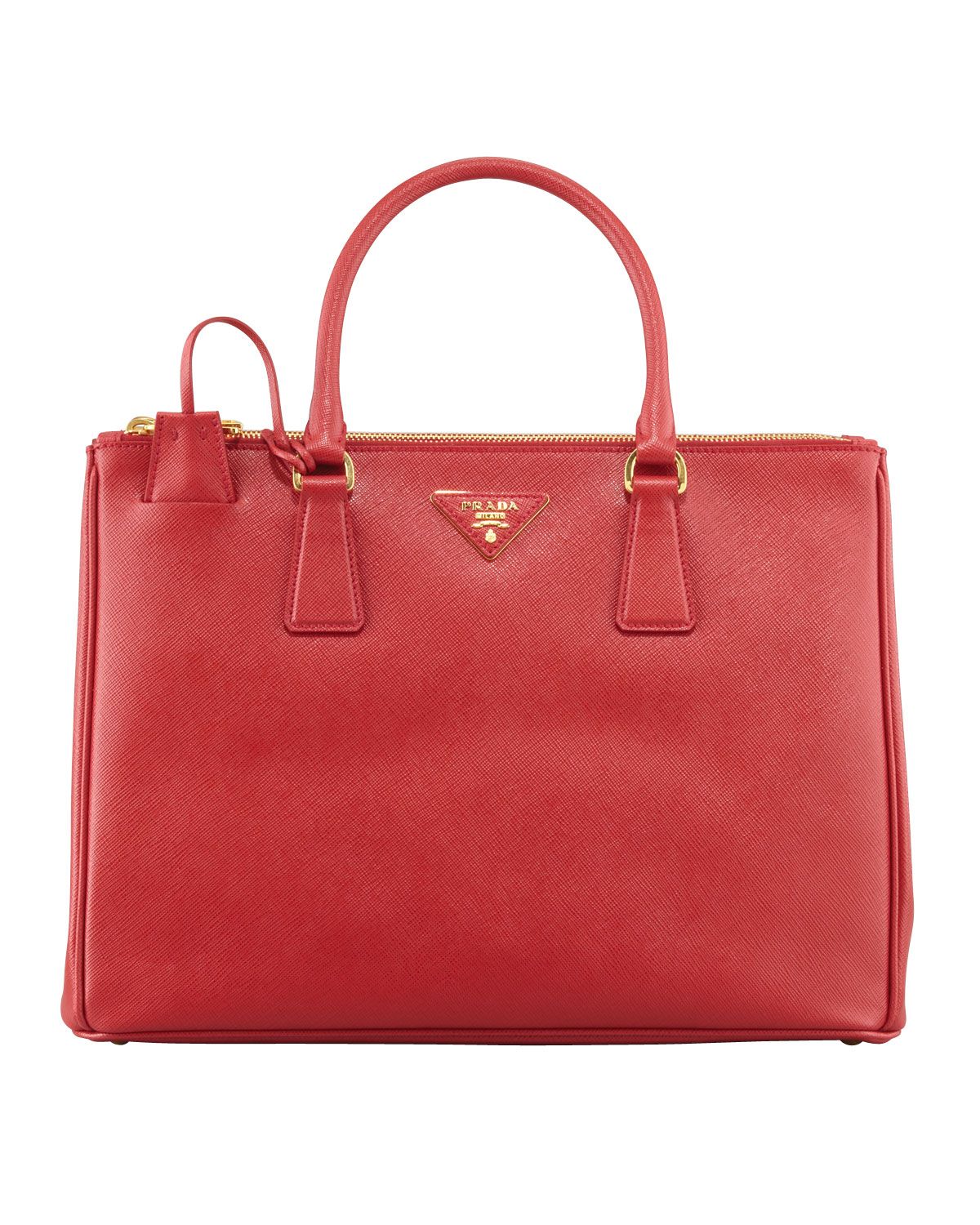 Medium Saffiano Double-Zip Executive Tote Bag, Red (Fuoco) | Neiman Marcus