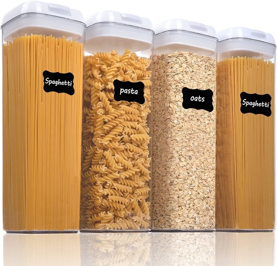 Vtopmart Airtight Food Storage Containers, 4 Pieces BPA Free Plastic Spaghetti Containers with Ea... | Amazon (US)
