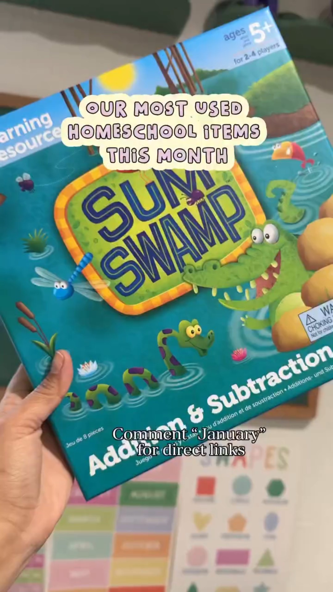 These are the tools we actually reached for over and over — simple, hands-on, and easy to use with different ages. From math games that feel like play to manipulatives that make concepts click, these have been on repeat in our homeschool lately.

If you’re looking for engaging ways to practice math, time, spelling, and fine motor skills without worksheets all day, these are such great options.

✨ Comment “January” for direct links.

✨Money Bags (board game)
Board game for practicing counting, money skills, and basic math.

✨Base Ten Blocks
Help understand quantities, tens, and hundreds visually.

✨Learning Clock
Great for learning how to tell time and daily routines.

✨Sum Swamp
Fun game for practicing addition and subtraction.

✨Multiplication Cards
Quick and visual multiplication practice.

✨Geometry Tracing Boards
Learn shapes, tracing, and fine motor skills.

✨Number Popper
Perfect for number games and interactive math.

✨Multiplication Master
Independent and quick multiplication practice.

✨Word Whiz
Fun way to practice spelling and vocabulary.

✨Lacing Alphabet
Letter recognition and fine motor skill development.

#homeschooling #homeschool #kidsactivities #learningathome #ltkkids