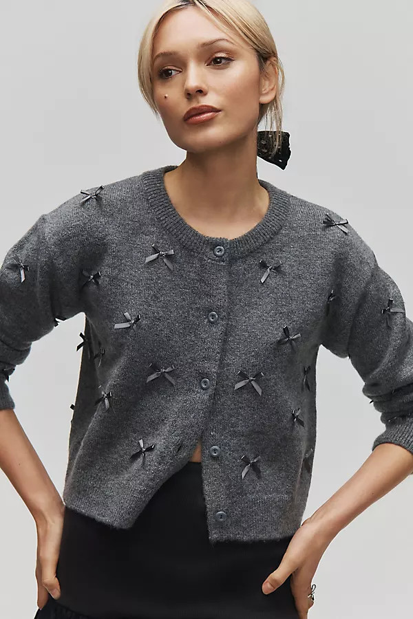 3D Mini Bow Cardigan Sweater | Anthropologie (US)