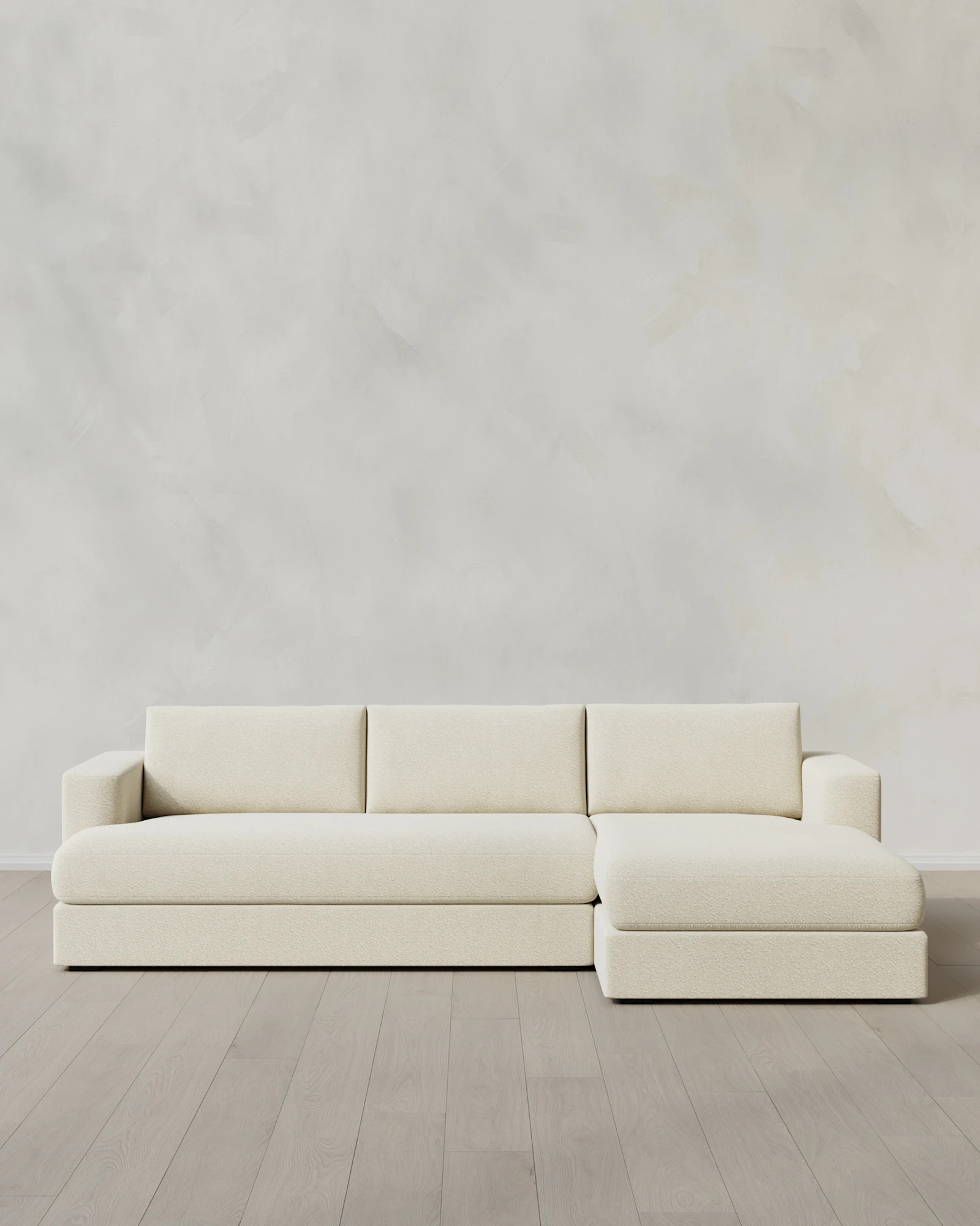 Sierra Curved Arm Chaise Sectional in Performance Boucle | Quince