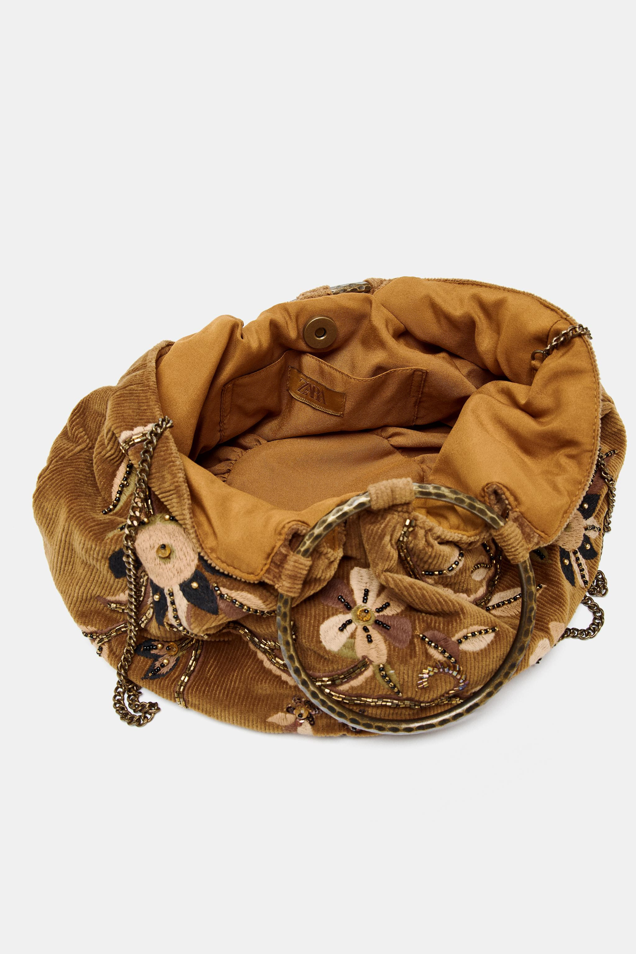 CORDUROY EMBROIDERED BUCKET BAG | Zara US