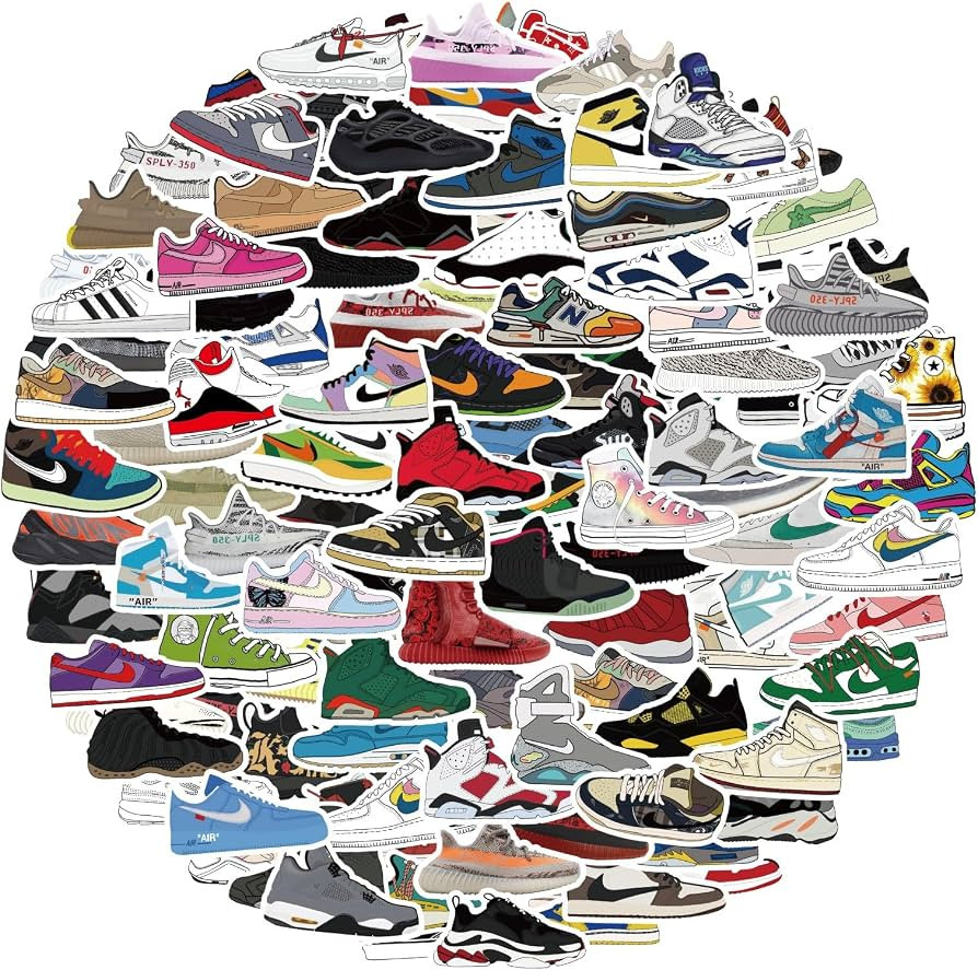 120pcs Shoe Sneaker Stickers Vinyl Skateboard Cool Stickers no Repeat Stickers Notebook Stickers ... | Amazon (US)