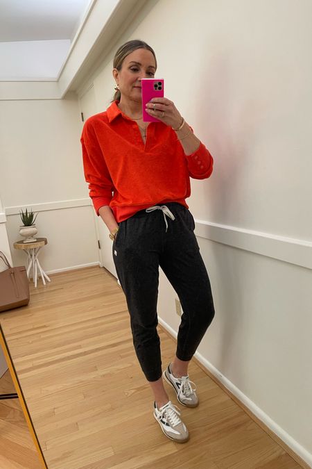 Travel outfit! Comfy joggers & cozy Terry cloth top with retro sneakers. Z supply, vuori, tretorn, spring outfit, road trip outfit, airplane outfit, comfy outfit, athleisure 

#LTKunder100 #LTKstyletip #LTKtravel