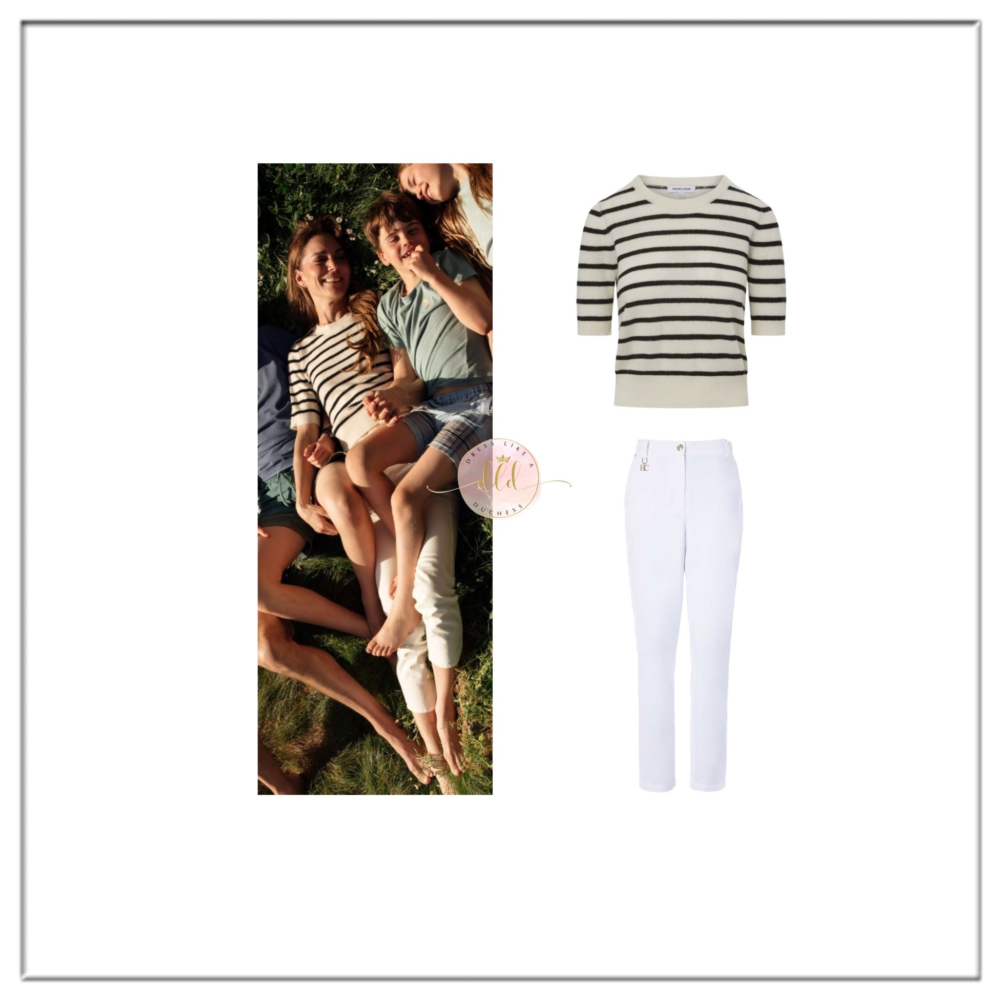Kate Middleton 15th Wedding Anniversary family photo wearing Veronica Beard Shana cashmere sweater + Holland Cooper Bexley cigarette trousers (not linkable) 