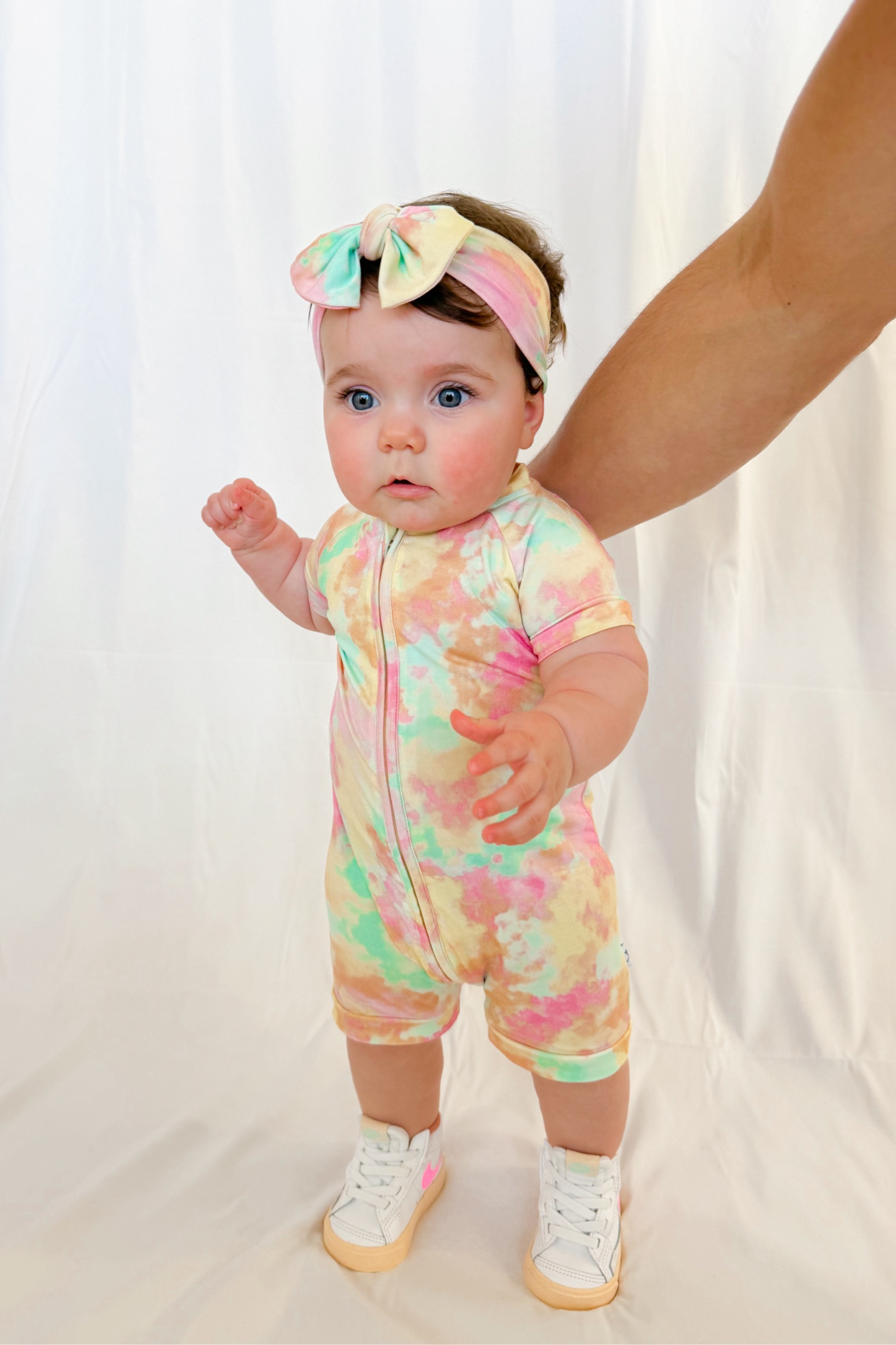 How cute is this new rainbow tie-dye short romper!? 🌈 We are obsessed! It’s bamboo so it is also SO soft! Aubrey is wearing a size 6-12m, code “LANDONHOPESTEVENS” saves you $$$ off at Dream Big Little Co! 

baby girl clothes / baby girl style / baby girl outfit / baby boy clothes / baby boy outfit / baby boy fashion / Easter pajamas / family matching pajamas / mommy and me matching outfit / matching pjs / bamboo pajamas / bamboo clothing /

#LTKbaby #LTKkids #LTKfamily