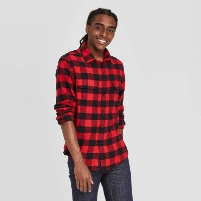 Men’s Standard Fit Long Sleeve 2-Pocket Flannel Button-Down Shirt - Goodfellow & Co™ | Target