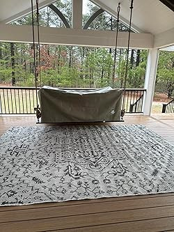 JONATHAN Y Estrella Bohemian Medallion Textured Weave Indoor/Outdoor Navy/Gray 5 ft. x 8 ft. Area-Rug, Coastal,Easy-Cleaning,HighTraffic,LivingRoom,Backyard, Non Shedding (SMB105B-5) | Amazon (US)