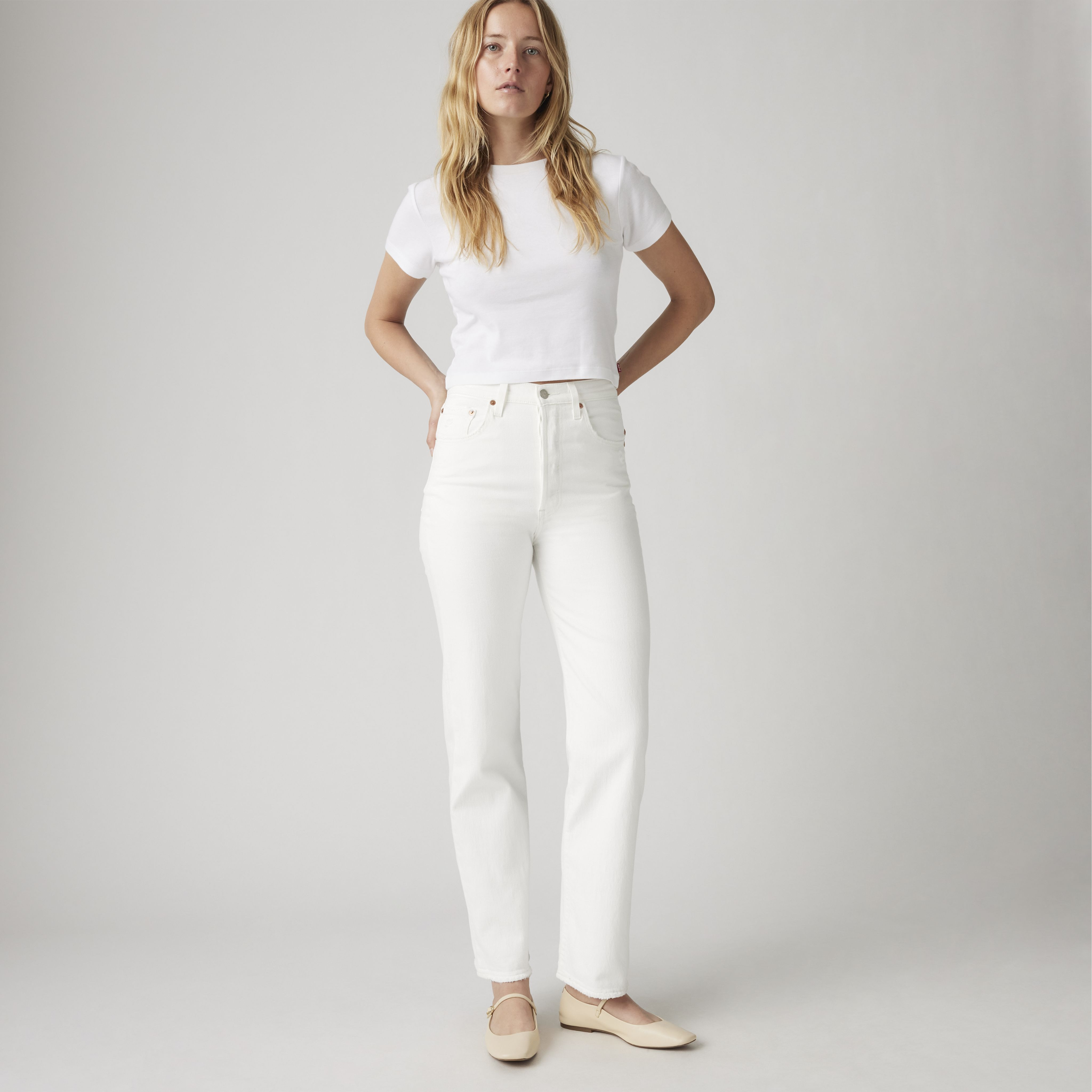 Levi's Ribcage Straight Ankle Jeans - Women's - 29X29 - White | Levi's UK
