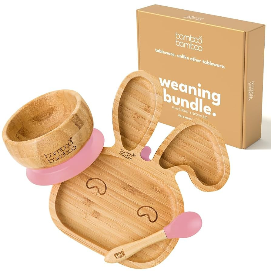 bamboo bamboo Baby Plate & Bowl Weaning Set for Feeding and Weaning, Bamboo Bunny Plate, Toddler ... | Amazon (UK)