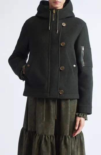 Burberry Wool Felt Hooded Jacket | Nordstrom | Nordstrom