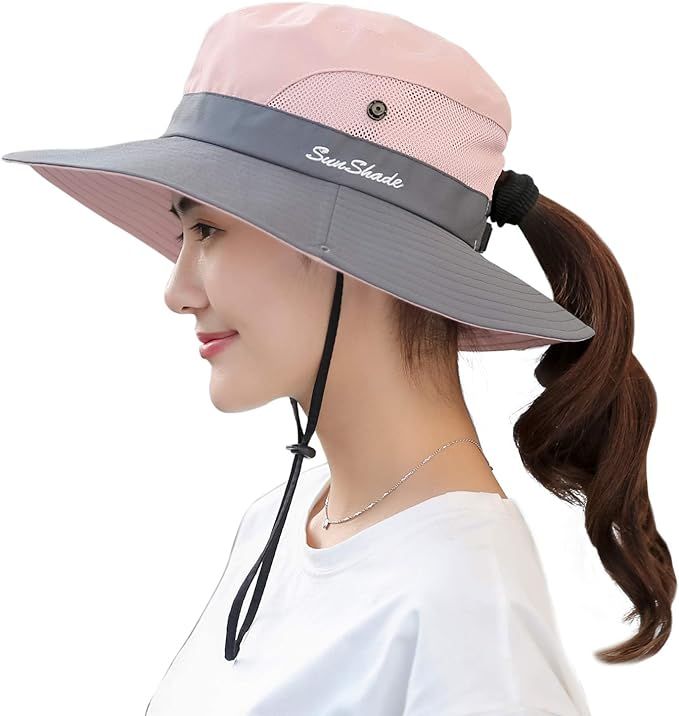 Muryobao Women's Outdoor UV Protection Foldable Mesh Wide Brim Beach Fishing Hat | Amazon (US)