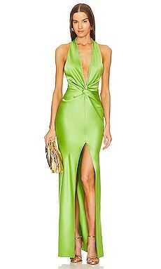 Khanums X Revolve Halter Gown With Slit in Pear Green from Revolve.com | Revolve Clothing (Global)