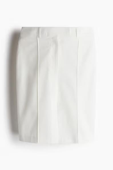 H & M - Linen-blend skirt - White | H&M (UK, MY, IN, SG, PH, TW, HK)