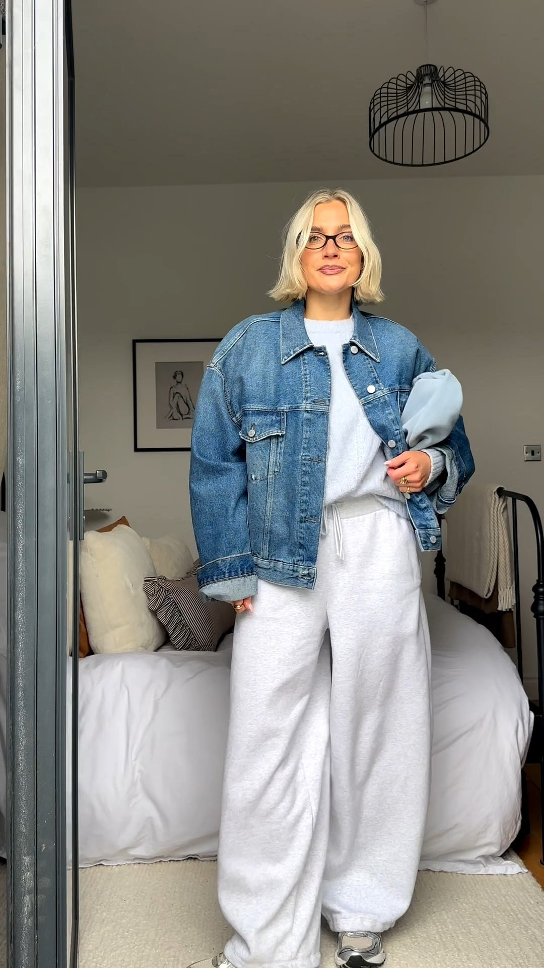Barrel leg joggers 
Grey marl joggers 
Oversized denim jacket 
Baby blue jumper 
Blue suede bag 
ASICS kayano gel trainers 

Casual outfit ideas
Weekend outfit 
How to style joggers 

#LTKspring #LTKuk #LTKstyletip