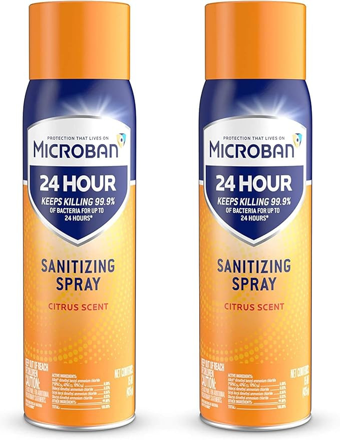Microban Disinfectant Spray, 24 Hour Sanitizing and Antibacterial Spray, Sanitizing Spray, Citrus... | Amazon (US)