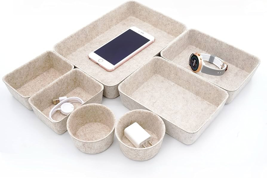 Welaxy Drawer organizers trays Felt storage bins office Desk Draw dividers wabi-sabi Nordic Natur... | Amazon (US)