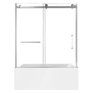 59.8 in. x 31.9 in. Acrylic Rectangular Alcove Soaking Bathtub with Left Drain in White/Brushed Nickel | The Home Depot